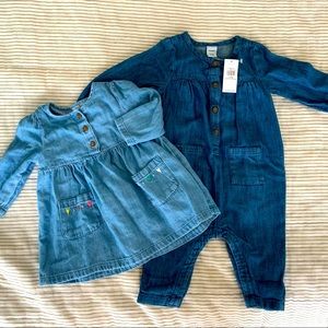 Old Navy Baby Girl Denim Jumpsuit & Top 3-6 month